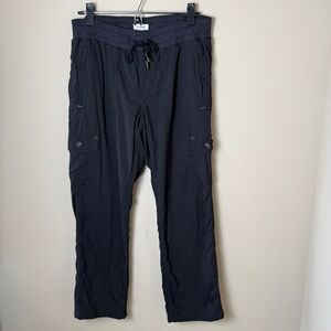 LL Bean Vista Camp Pants Fleece Lined Womens Medium Petite Black Hiking Cargo